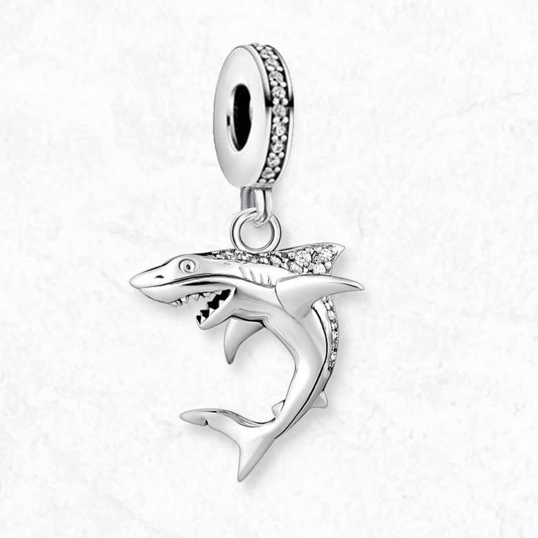 Maritime Shark Dangle Charm Lucky Pendant Women Men 2023 Summer 925 ...