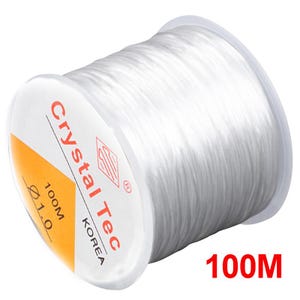 May include: A white spool of elastic cord, labelled "Crystal Tec Korea" and "100M Ø1.0".