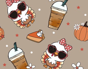 Thanksgiving Girl Scrub Hat: Pumpkin Spice Turkey Healthcare Hat in Multiple styles