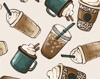 Coffee Lovers Iced latte Scrub Hat: Colorful Healthcare Hat in Multiple styles