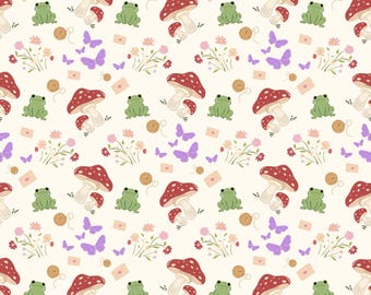 Retro Frog and Mushroom Garden Scrub Hat