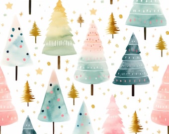 Water Color Christmas Trees  Scrub Hat: Several Styles in Buttery Soft Stretchy Fabric