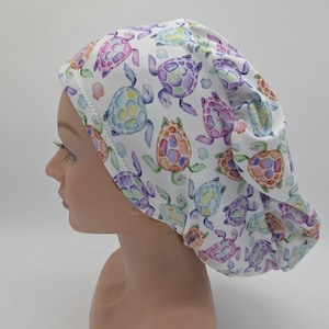Euro Turtle Scrub Hat, Sealife Nurse Hat, Colorful Waterworld Healthcare Scrub Hat