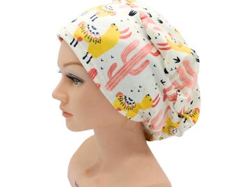 Pink and Yellow Llamas Scrub hat
