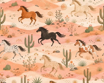 Wild Horses, Western Boho, Cactus  Scrub Hat