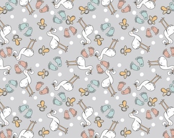 Stork Labor and Delivery Scrub hat: Euro Nurse Style, Baby Feet Print