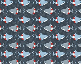 Shark Scrub Hat - Nurse Hat - Sea Life - Blue Red White