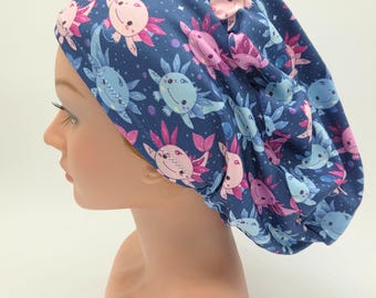 Colorful Axolotl Scrub Hat, Sealife Waterworld Healthcare Cap