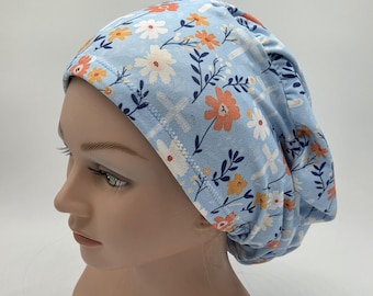 Blue Floral Faith Heart Scrub Hat -