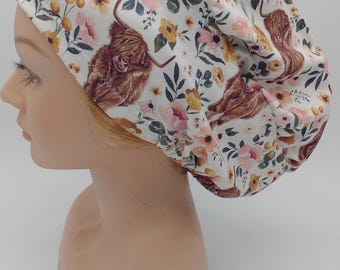 Wooly Cow Scrub Hat - Floral BoHo Western Scrub Hat