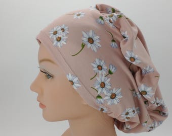 Pink Daisy Scrub Hat - Summer Floral