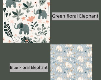Elephant Scrub Hat, Floral Green Elephant Ponytail, Blue Euro Nurse Hat - Safari
