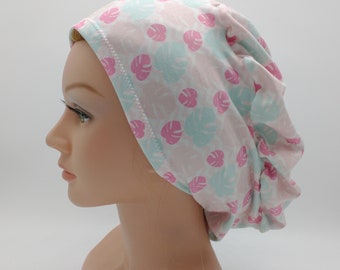 Scrub Hat - Nurse Hat - Summer - Pink Palmtree - palm leaves