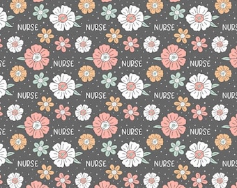 Gray Pink Floral Boho Nurse Scrub Hat: Soft Stretchy and Multiple Styles