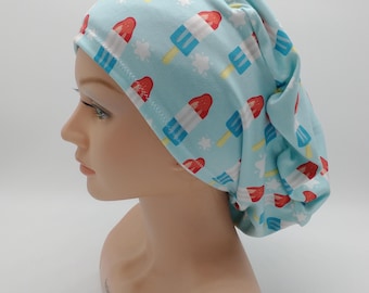 Bomb Pop Patriotic Red White Blue Scrub Hat in Various Styles