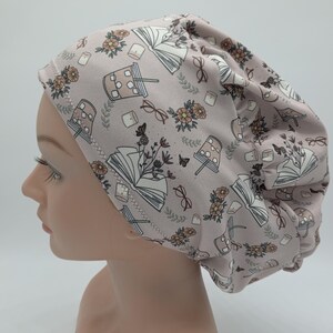 Book Lovers Euro Scrub Hat, Coffee Latte Nurse Hat image 2