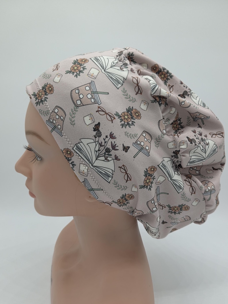 Book Lovers Euro Scrub Hat, Coffee Latte Nurse Hat image 2