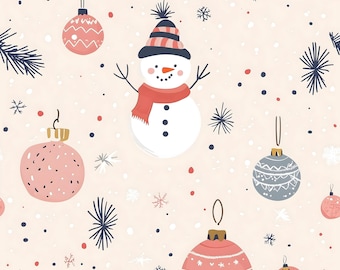 Blue Cream Snowman Ornmanet Scrub Hat: Several Styles in Buttery Soft Stretchy Fabric