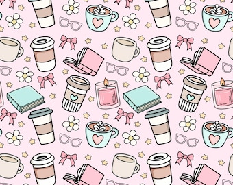 Pink Book Lovers Latte Scrub Hat: Euro Style Nurse Hat