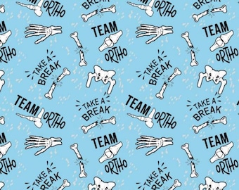 Blue Ortho Scrub Hat: Bones and Skeleton in Multiple Styles