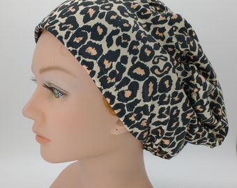 Peach leopard Scrub Hat - Nurse Hat - Leopard
