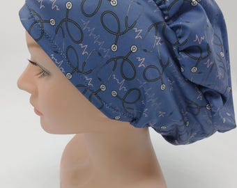 Blue Medical Scrub Hat: Euro Style Nurse Cap