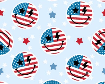 Patriotic Red White Blue Smiley Face Scrub Hat in Various Styles