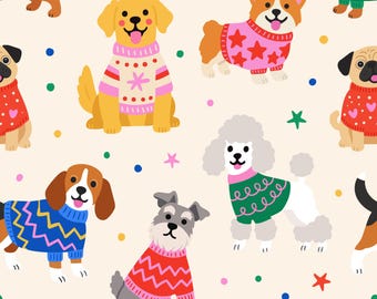 Christmas Sweater Pups Scrub Hats in Multiple Styles