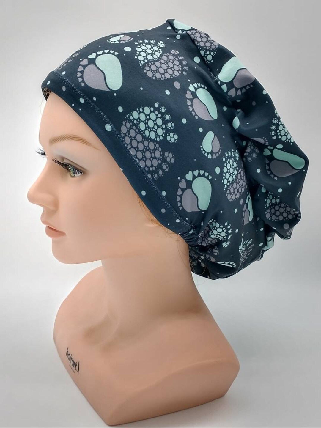 Teal Baby Feet Scrub Hat Nurse Hat Surgeon Cap Baby Feet Maternity
