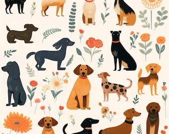 Fun Dogs and Puppies Scrub Hat: Puppy Paws and Dog in Various Styles