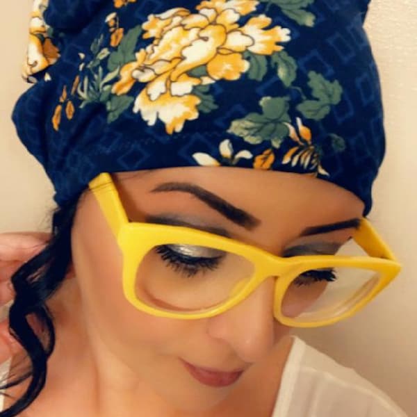 Scrub Hat - Nurse Hat - Blue Floral