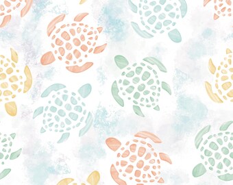 Sea Life Turtle Euro Scrub Hat, Water Color Neutral Scrub Hat