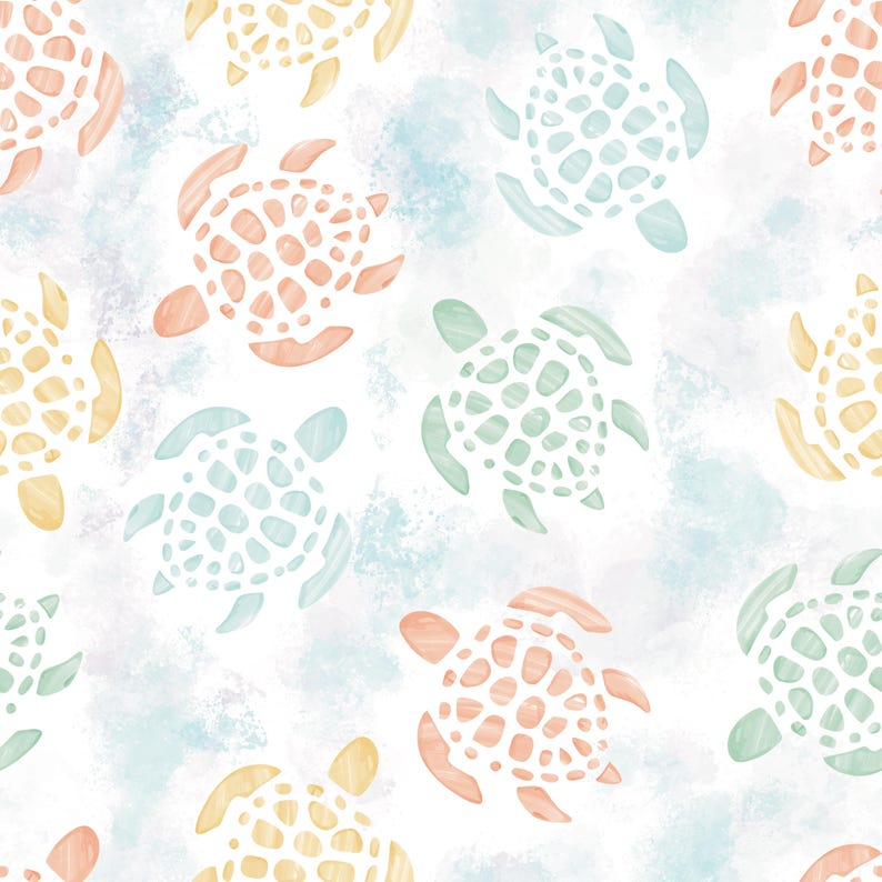 Sea Life Turtle Euro Scrub Hat, Water Color Neutral Scrub Hat image 2