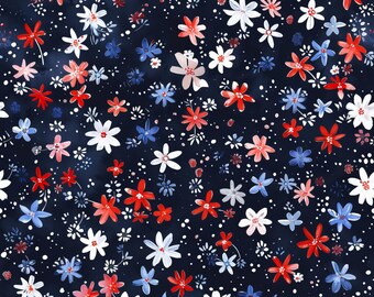 Floral Euro Scrub Hat - Nurse Hat - Blue Red White Floral