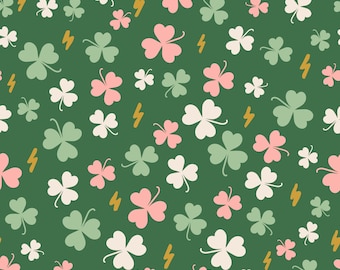 Green and Pink Clover St Patty Scrub Hat - Nurse Hat