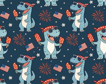 Patriotic Red White Blue Dino Scrub Hat in Various Styles