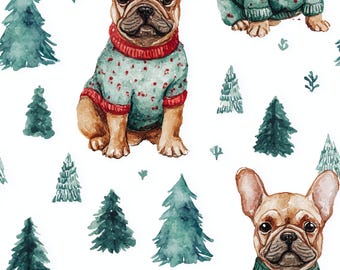 Christmas Frenchie and Sweaters Scrub Hat: Several Styles in Buttery Soft Stretchy Fabric