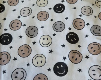 Neutral Retro Smiley Face Scrub Hat in Various Styles
