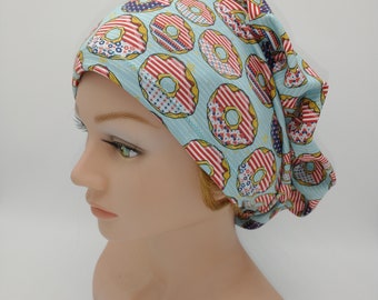 Scrub Hat - Nurse Hat - Summer - patriotic donuts