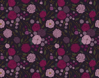 Plum Floral Cottage Boho Floral Scrub Hat