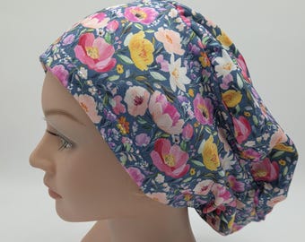 Summer Teal Floral Scrub Hat in Multiple Styles