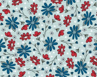 Blue Floral Euro Scrub Hat - Nurse Hat - Blue Red White Floral