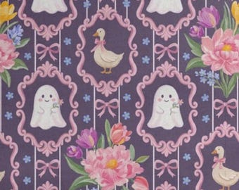 Cottage Purple Pink Ghost and Goose Ghost Scrub Hat