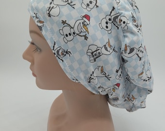 Christmas Snowman Scrub Hat: Several Styles in Buttery Soft Stretchy Fabric