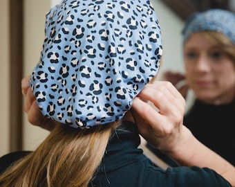 Scrub Hat - Nurse Hat -  Blue Leopard  Patterns