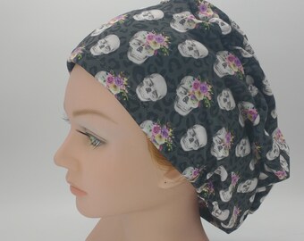 Scrub Hat - Nurse Hat - Surgeon Cap -  Skulls - leopard