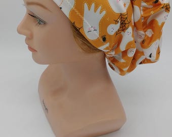 Fall Pumpkin Floral Scrub Hat - Retro Ghost Euro Style Scrub Hat