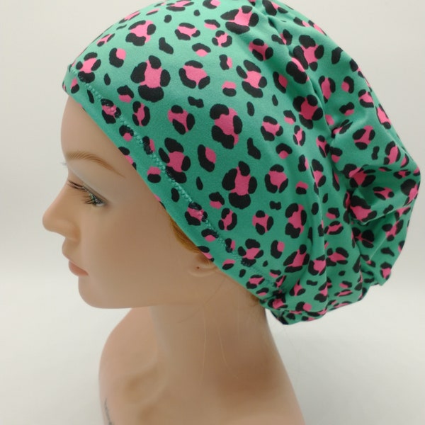 Scrub Hat - Nurse Hat - Bright Teal Leopard  Patterns