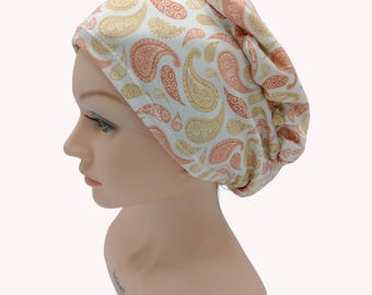 Floral Scrub Hat Neutral Boho Print Paisley Nurse Cap for Healthcare Professionals