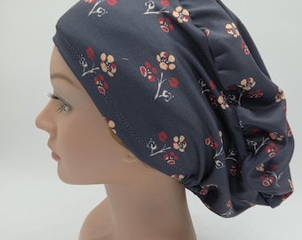 Boho Blue Floral Scrub Hat in Multiple Styles